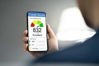 Cell phone app showing a person's credit score