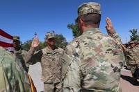Staff sergeant receives oath of enlistment.