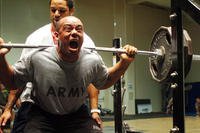 Soldier screams while attempting to squat more than 400 pounds.