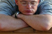 Service member sleeps during Relay for Life.