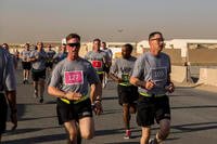 Soldiers run during a physical fitness test.