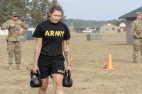 Soldiers participate in the sprint-drag-carry event of the ACFT