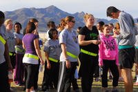 A soldier takes roll call during the Pregnancy Postpartum Physical Training program at Fort Bliss, Texas.