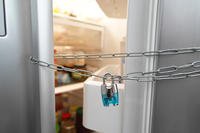 refrigerator with lock and chain