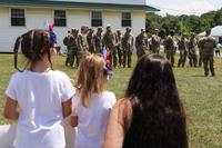 U.S. soldiers arrive home after a deployment to the Middle East.