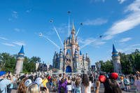 Thunderbirds fly over Cinderella’s Castle in the Magic Kingdom Park, Walt Disney World Resort