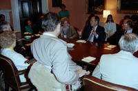 President George H.W. Bush meets with disabled community leaders at the White House in Washington, D.C., to discuss the Americans With Disabilities Act.
