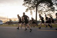Georgia Army National Guard begin the two-mile run event of the Army Combat Fitness Test