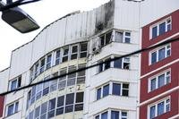 apartment building which was reportedly damaged by Ukrainian drone in Moscow, Russia