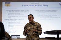 U.S. Air Force Capt. Justin Beckett discusses mental health services available to members of Andersen Air Force Base, Guam.