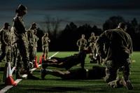 Soldiers perform push-ups during the Army Combat Fitness Test