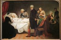 Artist Junius Brutus Stearns depicts the United States’ first president, George Washington, on his deathbed in 1799.