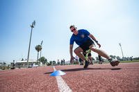 Capt. Connor Luttrell performs a shuttle run during the Titan Combine event at Incirlik Air Base, Turkey.