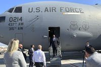U.S. Defense Secretary Lloyd Austin arrives in Tel Aviv