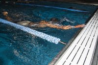 A sailor performs the swimming portion of the physical screening test for the Hospital Corpsman Advanced Technical Field school.