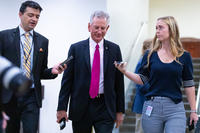 U.S. Sen. Tommy Tuberville, R-Ala., speaks to reporters in the Capitol building on Sept. 21, 2023, in Washington, D.C. 