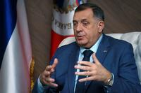 Bosnian Serb leader Milorad Dodik speaks during an AP interview.
