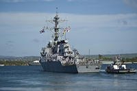 The guided-missile destroyer USS O'Kane departs Joint Base Pearl Harbor-Hickam, Hawaii for a deployment to the Western Pacific.