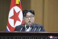 North Korean leader Kim Jong Un speaks at the Supreme People's Assembly in Pyongyang