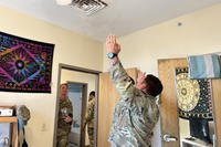 Senior leaders from across 3rd Infantry Division, Fort Stewart and Hunter Army Airfield, Georgia, check barracks facilities for mold and other maintenance concerns on Sept. 14, 2022, after soldiers voiced concerns to installation leaders and posted imagery of mold in rooms on social media.