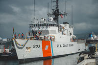 Coast Guard Cutter Harriet Lane arrived at its new home port at Joint Base Pearl Harbor Hickam