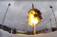 Yars intercontinental ballistic missile being launched in Russia