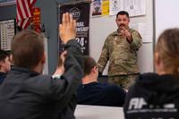 U.S. Air Force recruiter talks to high school students
