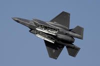 A US F-35 fighter jet performs at the Dubai Air Show