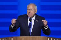 Democratic vice presidential nominee Minnesota Gov. Tim Walz speaks during the Democratic National Convention