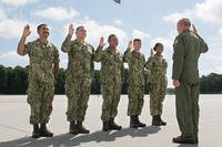 Reenlistment for five sailors assigned to Strike Fighter Squadron 37