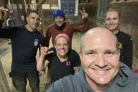 Brig. Gen. Clinton Murray, Brooke Army Medical Center commanding general, poses for a selfie with members of Team BAMC after an early morning workout at Fort Sam Houston, Texas, Feb. 24, 2022. (Courtesy photo)