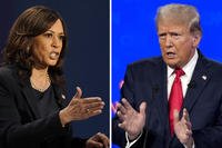 Combination images of Kamala Harris and Donald Trump
