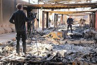 Destroyed living quarters after missile attacks at al-Asad Air Base