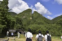 People visit remains of a Sado gold mine in Japan.