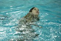 Lance Cpl. Amber Martinez executes a ‘side stroke’ during the testing portion of the Advanced Swim Qualification Course at Ramer Hall, Quantico, Virginia.