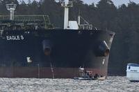 The Cook Islands-registered oil tanker Eagle S is anchored near the Kilpilahti port in Porvoo on the Gulf of Finland
