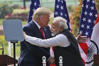 U.S. President Donald Trump and Indian Prime Minister Narendra Modi embrace