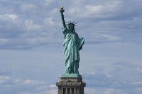 The Statue of Liberty is seen from the Staten Island Ferry