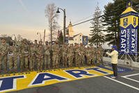 Massachusetts National Guard members at the start line Boston Marathon
