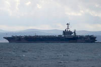 Aircraft carrier USS Harry S. Truman is moored near Split, Croatia