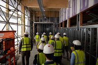 Guests were invited to a hard hat tour of the future Dominion Energy Coastal Virginia offshore wind operations and maintenance base in Norfolk, Virginia