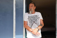 Jarold Walters at his new home in the Maxwell Garden Apartments