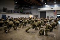 Pictured here are about 150 Oregon Army National Guard members in Medford.