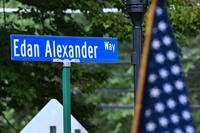 A street dedication ceremony is held in Tenafly, N.J., for Edan Alexander, who was held hostage by Hamas for 584 days, Monday, Sept. 29, 2025.