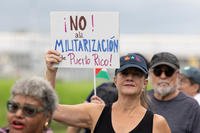 Protest outside the Muñiz Air National Guard Base in Carolina, Puerto Rico