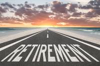 Illustration of the word RETIREMENT painted on a long road.