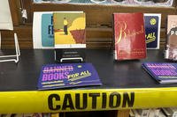 Banned books display at the Mott Haven branch of the New York Public Library in the Bronx
