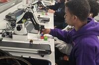 LIFT hosts students at their Detroit, Mich., facility, teaching about manufacturing and trades through a virtual welding program. (LIFT)