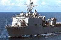 The Navy's dock landing ship USS Carter Hall. One of its crew has been missing since Saturday. (US Navy photo)