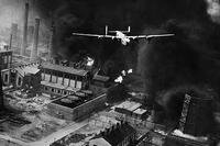 A B-24 conducting a raid on the oil refineries at Ploesti, Romania. Of the 177 bombers that left, only 33 returned in flyable condition. (National Archives)
